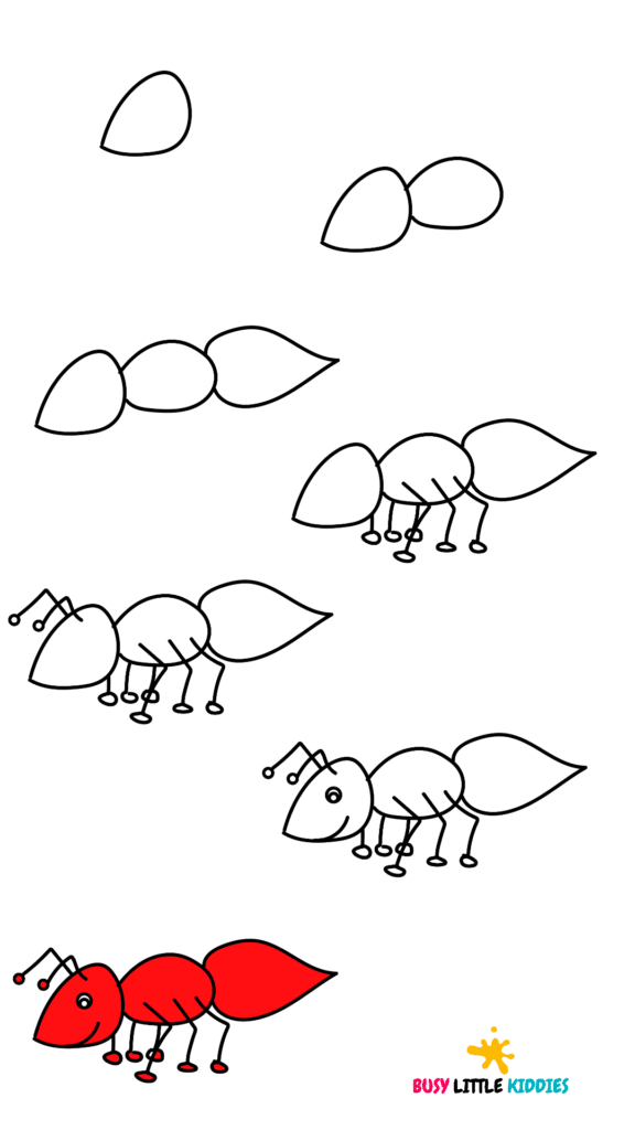 How to Draw an Ant - Step By Step Instructions - Busy Little Kiddies (BLK)